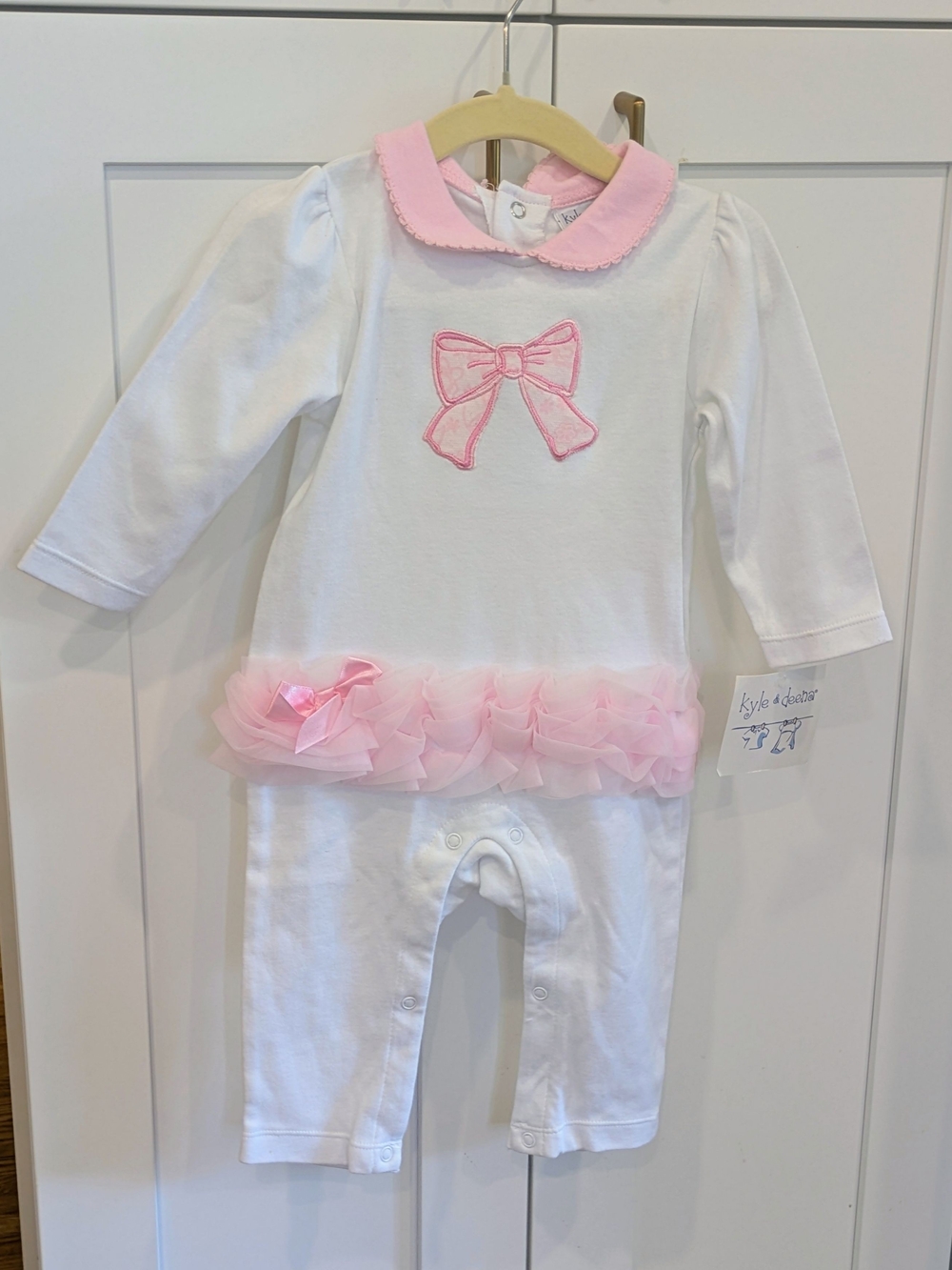 White Baby Girl Bow Romper